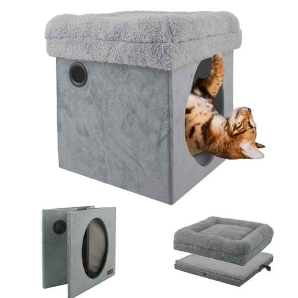 Cama para gatos lamb - 2 en 1 Gris 32x32x40 CM