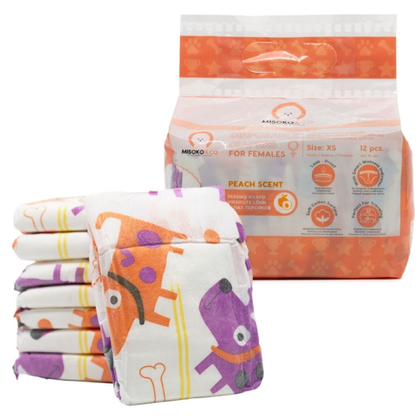 Disposable Diapers Female Puppies And Bones - Peach Scent - (12Und)