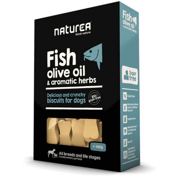 Naturea Galletas Perro Pescado, Aceite de oliva y Hierbas aromáticas